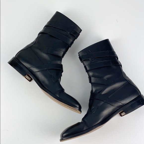 Versace Tall Leather Dress Boots Men’s Sz 9 - Picture 2 of 8